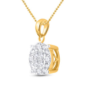 14K Yellow Gold Princess Diamond Womens Princess Fashion Cluster Pendant 1/2 Cttw - Splendid Jewellery