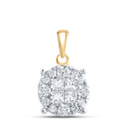 14K Yellow Gold Princess Diamond Womens Princess Fashion Cluster Pendant 1/2 Cttw - Splendid Jewellery
