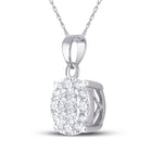 14K White Gold Princess Diamond Womens Princess Fashion Cluster Pendant 1/2 Cttw - Splendid Jewellery
