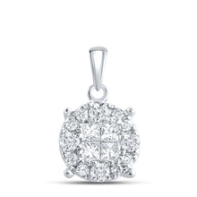 Load image into Gallery viewer, 14K White Gold Princess Diamond Womens Princess Fashion Cluster Pendant 1/2 Cttw - Splendid Jewellery