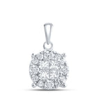 14K White Gold Princess Diamond Womens Princess Fashion Cluster Pendant 1/2 Cttw - Splendid Jewellery