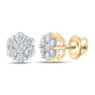 14K Yellow Gold Diamond Cluster Earrings 7/8 Cttw - Splendid Jewellery