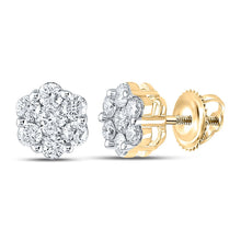 Load image into Gallery viewer, 14K Yellow Gold Diamond Cluster Earrings 7/8 Cttw - Splendid Jewellery