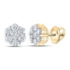 14K Yellow Gold Diamond Cluster Earrings 7/8 Cttw - Splendid Jewellery