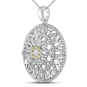 Radiant Harmony: 14kt White Gold Diamond Mandala Circle Pendant