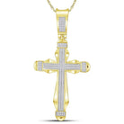 10K Yellow Gold Round Diamond Cross Charm Pendant 1/2 Cttw - Splendid Jewellery