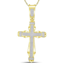 Load image into Gallery viewer, 10K Yellow Gold Round Diamond Cross Charm Pendant 1/2 Cttw - Splendid Jewellery