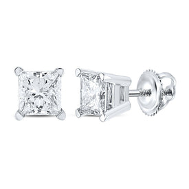 14K White Gold Princess Diamond Stud Earrings - Splendid Jewellery