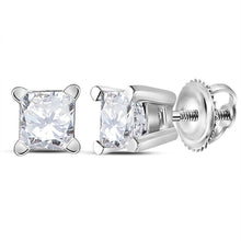 Load image into Gallery viewer, 14K White Gold Elegant Stud Earrings with Diamond with Fine Detail - Splendid Jewellery