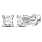 14K White Gold Elegant Stud Earrings with Diamond with Fine Detail - Splendid Jewellery