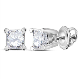 14K White Gold Elegant Stud Earrings with Diamond with Fine Detail - Splendid Jewellery