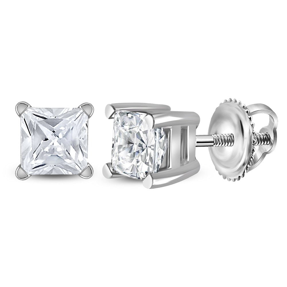 Princess Diamond Stud Earrings 3/4 Cttw - Splendid Jewellery