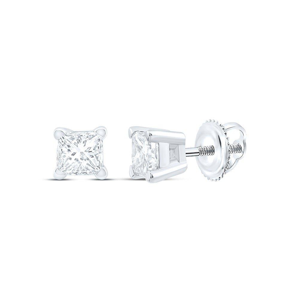 Princess Diamond Earrings in 14K White Gold - Splendid Jewellery
