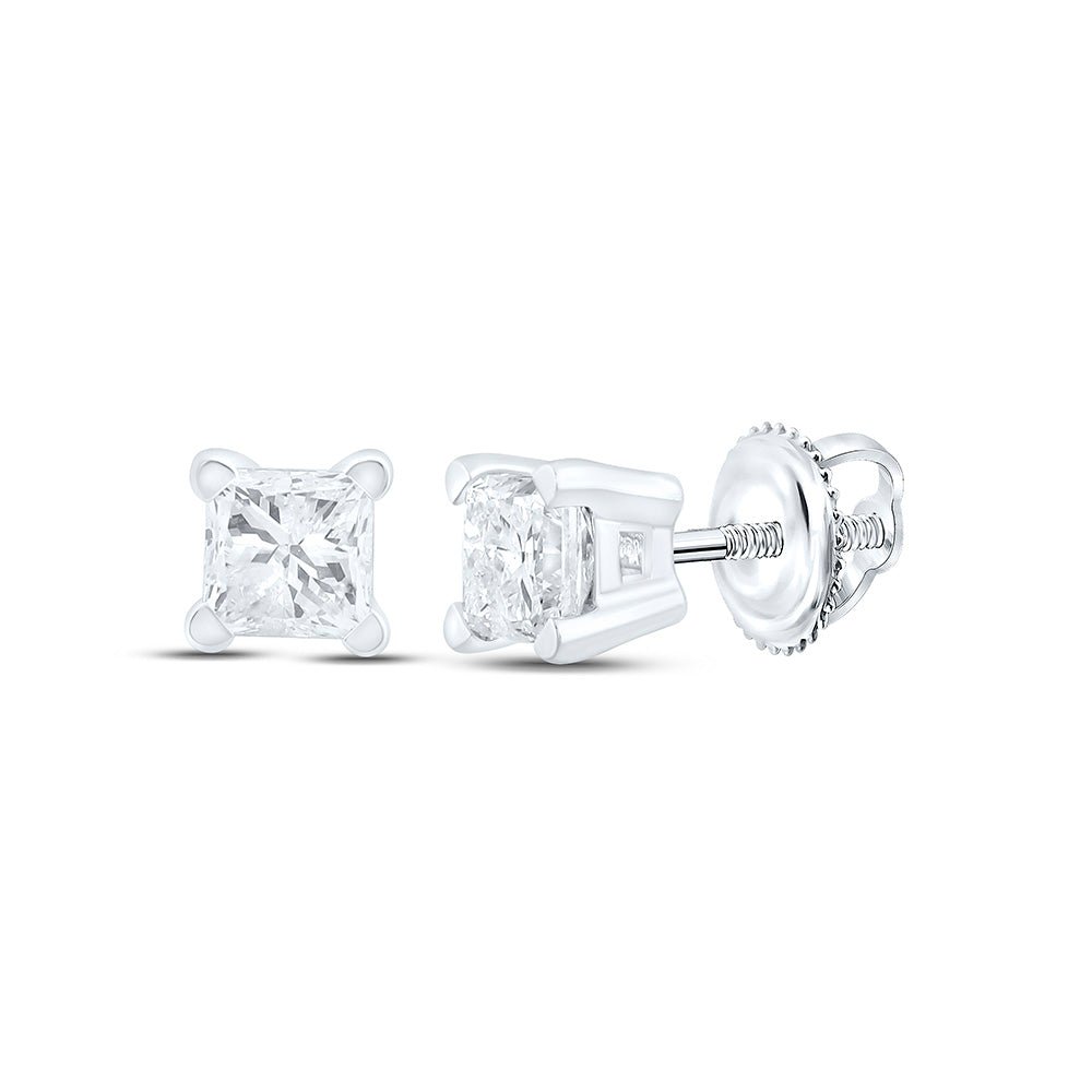 14K White Gold Elegant Stud Earrings with Diamond with Natural Sparkle - Splendid Jewellery