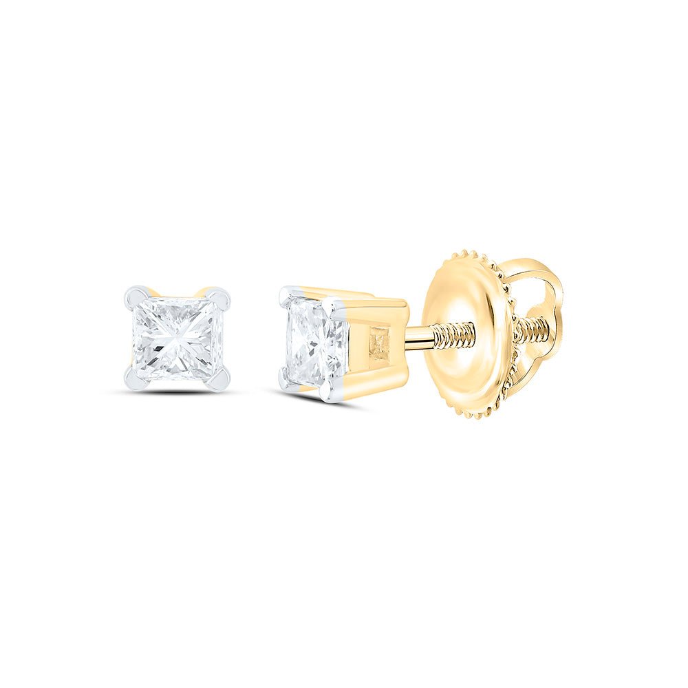 Princess Diamond Earrings in 14K Yellow Gold - Splendid Jewellery