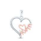 Sterling Silver Round Diamond Sterling Silver Womens Yellow - Tone Mom Heart Pendant 1/20 Cttw - Splendid Jewellery