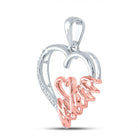 Sterling Silver Round Diamond Sterling Silver Womens Yellow - Tone Mom Heart Pendant 1/20 Cttw - Splendid Jewellery