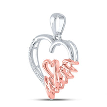 Load image into Gallery viewer, Sterling Silver Round Diamond Sterling Silver Womens Yellow - Tone Mom Heart Pendant 1/20 Cttw - Splendid Jewellery