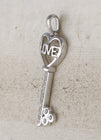 Sterling Silver Round Diamond Sterling Silver Womens Love Key Pendant 1/10 Cttw - Splendid Jewellery