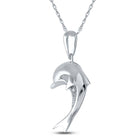 Sterling Silver Round Diamond Gift Dolphin Pendant 0.005 Cttw - Splendid Jewellery