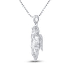 Sterling Silver Round Diamond Womens Small Praying Guardian Angel Cherub Polished Charm Pendant 1/20 Cttw - Splendid Jewellery