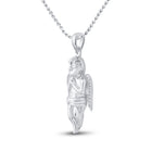 Sterling Silver Round Diamond Womens Small Praying Guardian Angel Cherub Polished Charm Pendant 1/20 Cttw - Splendid Jewellery