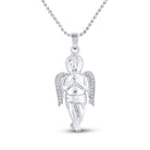 Sterling Silver Round Diamond Womens Small Praying Guardian Angel Cherub Polished Charm Pendant 1/20 Cttw - Splendid Jewellery