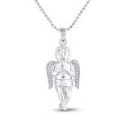 Sterling Silver Round Diamond Womens Small Praying Guardian Angel Cherub Polished Charm Pendant 1/20 Cttw - Splendid Jewellery