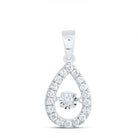 10K White Gold Round Diamond Twinkle Fashion Pear Pendant 1/3 Cttw - Splendid Jewellery