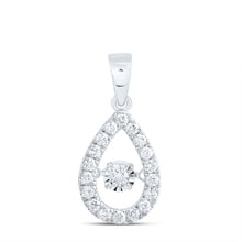 Load image into Gallery viewer, 10K White Gold Round Diamond Twinkle Fashion Pear Pendant 1/3 Cttw - Splendid Jewellery