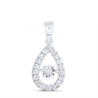 10K White Gold Round Diamond Twinkle Fashion Pear Pendant 1/3 Cttw - Splendid Jewellery