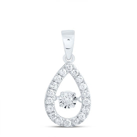 10K White Gold Round Diamond Twinkle Fashion Pear Pendant 1/3 Cttw - Splendid Jewellery