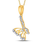10K Yellow Gold Round Diamond Womens Butterfly Bug Pendant 1/20 Cttw - Splendid Jewellery