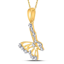 Load image into Gallery viewer, 10K Yellow Gold Round Diamond Womens Butterfly Bug Pendant 1/20 Cttw - Splendid Jewellery