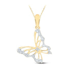 10K Yellow Gold Round Diamond Womens Butterfly Bug Pendant 1/20 Cttw - Splendid Jewellery