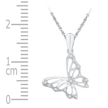 Load image into Gallery viewer, 10K White Gold Round Diamond Womens Butterfly Bug Pendant 1/20 Cttw - Splendid Jewellery
