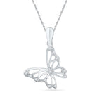 10K White Gold Round Diamond Womens Butterfly Bug Pendant 1/20 Cttw - Splendid Jewellery