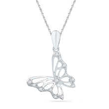 Load image into Gallery viewer, 10K White Gold Round Diamond Womens Butterfly Bug Pendant 1/20 Cttw - Splendid Jewellery
