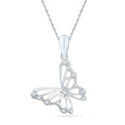 10K White Gold Round Diamond Womens Butterfly Bug Pendant 1/20 Cttw - Splendid Jewellery