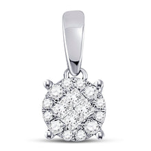 Load image into Gallery viewer, 14K White Gold Princess Diamond Womens Princess Fashion Cluster Pendant 1/6 Cttw - Splendid Jewellery