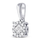 14K White Gold Princess Diamond Womens Princess Fashion Cluster Pendant 1/6 Cttw - Splendid Jewellery