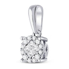 14K White Gold Princess Diamond Womens Princess Fashion Cluster Pendant 1/6 Cttw - Splendid Jewellery