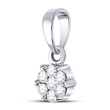 Load image into Gallery viewer, 14K White Gold Round Diamond Womens Flower Cluster Pendant 1/10 Cttw - Splendid Jewellery