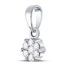 Load image into Gallery viewer, 14K White Gold Round Diamond Womens Flower Cluster Pendant 1/10 Cttw - Splendid Jewellery