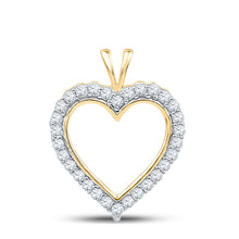 Load image into Gallery viewer, 10K Yellow Gold Round Diamond Womens Heart Outline Pendant 1/4 Cttw - Splendid Jewellery