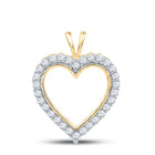 10K Yellow Gold Round Diamond Womens Heart Outline Pendant 1/4 Cttw - Splendid Jewellery