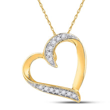 Load image into Gallery viewer, 10K Yellow Gold Round Diamond Womens Heart Pendant 1/20 Cttw - Splendid Jewellery