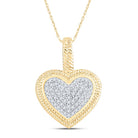 10K Yellow Gold Round Diamond Womens Heart Milgrain Pendant 1/6 Cttw - Splendid Jewellery