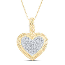 Load image into Gallery viewer, 10K Yellow Gold Round Diamond Womens Heart Milgrain Pendant 1/6 Cttw - Splendid Jewellery