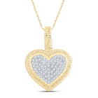 10K Yellow Gold Round Diamond Womens Heart Milgrain Pendant 1/6 Cttw - Splendid Jewellery